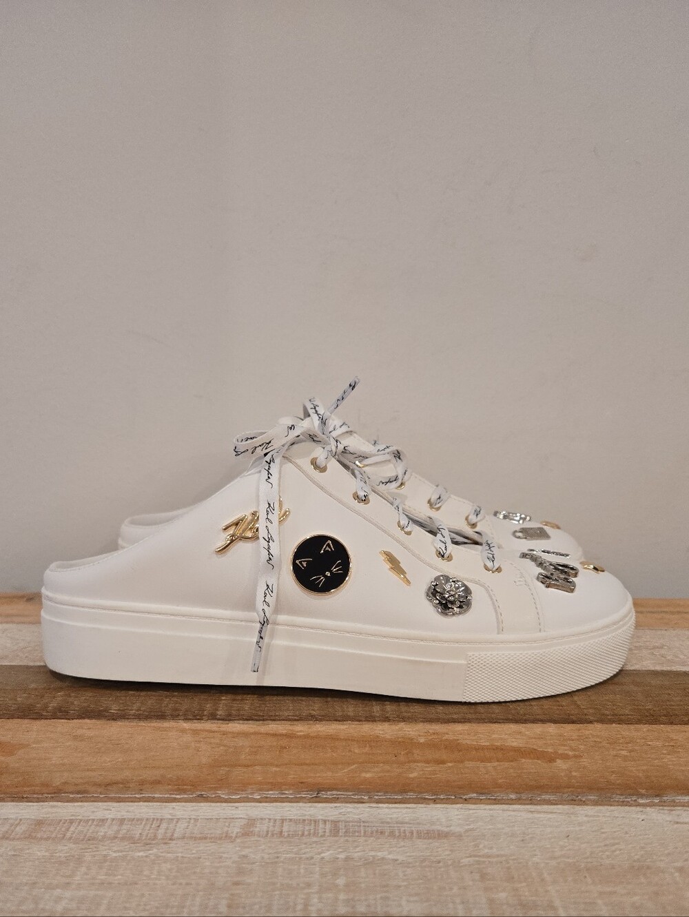 Karl Lagerfeld Paris Cordelia Slip-On Sneakers Mules White Women’s